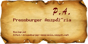 Pressburger Aszpázia névjegykártya